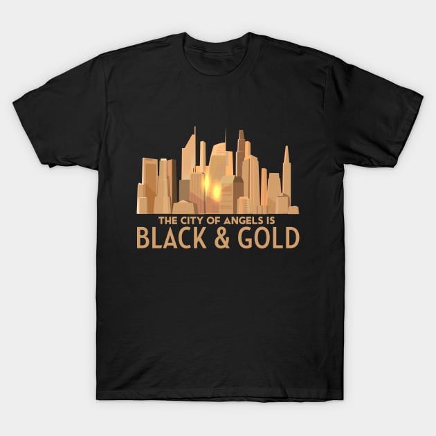 The city of Angels is Black and Gold LAFC T-Shirt by Neverworldian